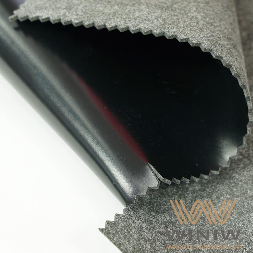 Black Shinny Micro Fiber PU Leather for Shoes