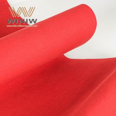 مادة جلد سويدي صناعي من الألياف الدقيقة باللون الأحمر للاستخدام الداخلي للسيارات
        